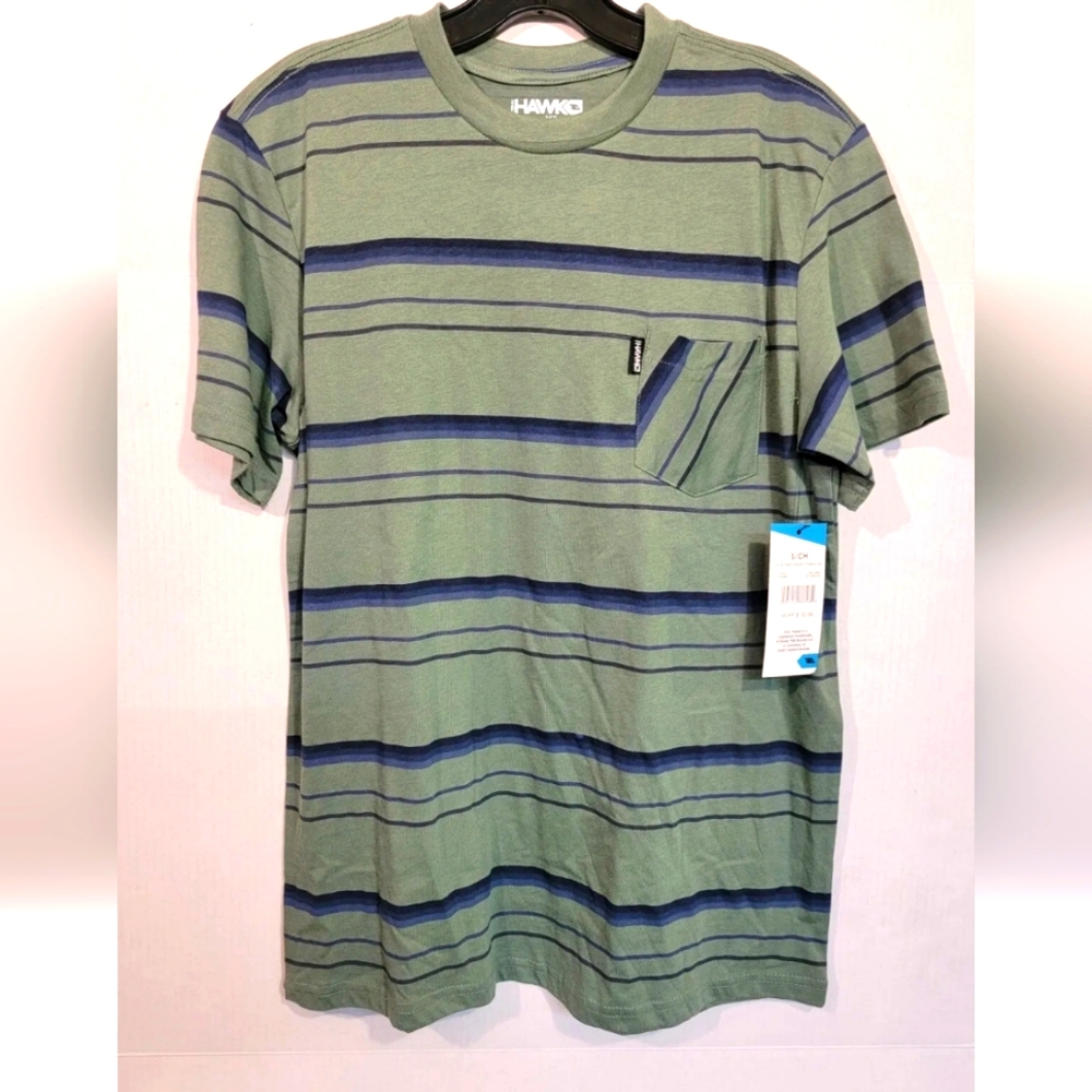 New Tony Hawk Green/blue Striped Mens Small T-Shirt